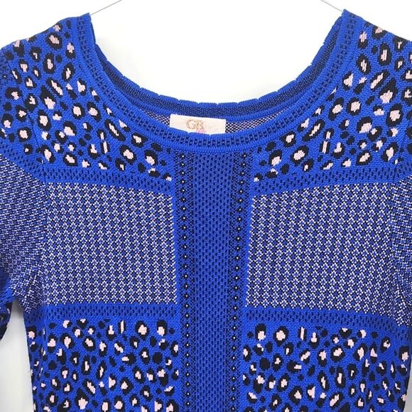GB Girls Leopard Print Sweater Skater Dress Sixe XL Blue, Black & Light Pink - Picture 3 of 14